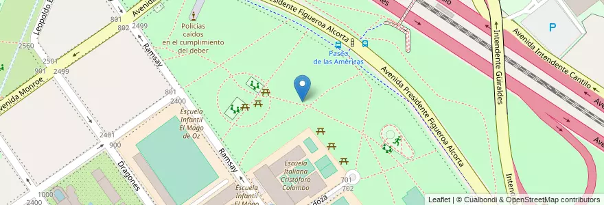 Mapa de ubicacion de Parque Paseo de las Américas, Belgrano en Arjantin, Ciudad Autónoma De Buenos Aires, Buenos Aires, Comuna 13.