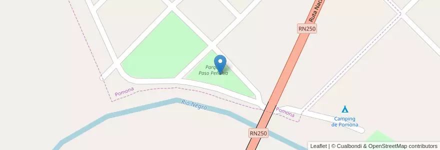 Mapa de ubicacion de Parque Paso Peñalva en アルゼンチン, リオネグロ州, Departamento Avellaneda.