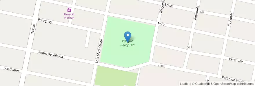 Mapa de ubicacion de Parque Percy Hill en Arjantin, Tucumán, Departamento Yerba Buena, Yerba Buena.