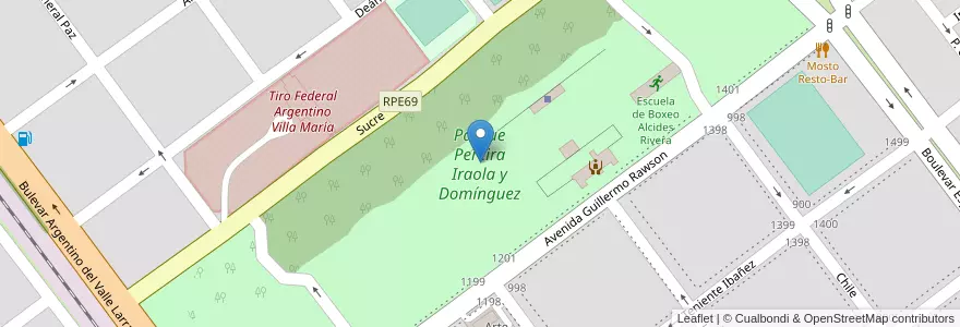 Mapa de ubicacion de Parque Pereira Iraola y Domínguez en Аргентина, Кордова, Departamento General San Martín, Pedanía Villa María, Municipio De Villa María, Villa María.
