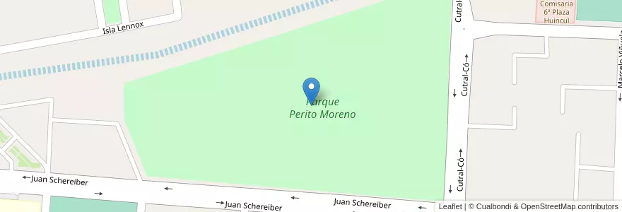 Mapa de ubicacion de Parque Perito Moreno en الأرجنتين, تشيلي, نيوكوين, Departamento Confluencia, Municipio De Plaza Huincul, Plaza Huincul.