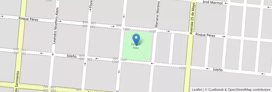 Mapa de ubicacion de Parque Pibe en アルゼンチン, ブエノスアイレス州, Partido De General Alvear, General Alvear.