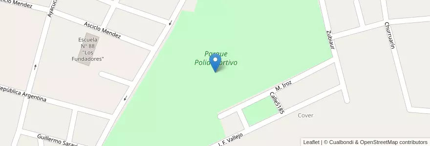 Mapa de ubicacion de Parque Polideportivo en الأرجنتين, إنتري ريوس, Departamento Gualeguaychú, Gualeguaychú, Gualeguaychú, Distrito Costa Uruguay Sur.