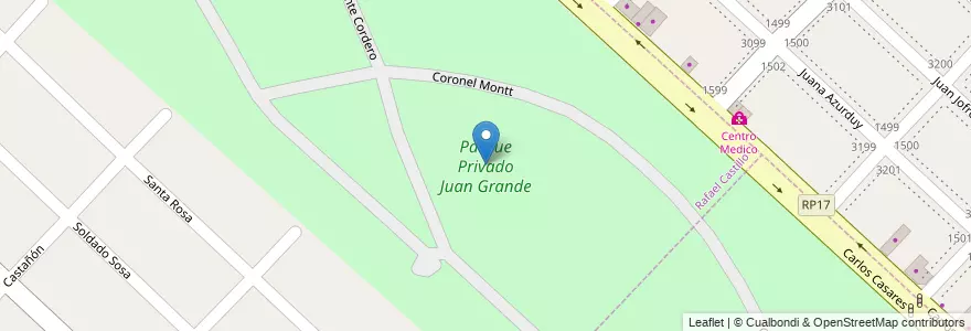 Mapa de ubicacion de Parque Privado Juan Grande en آرژانتین, استان بوئنوس آیرس, Partido De La Matanza, Rafael Castillo.