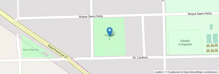 Mapa de ubicacion de Parque R en Argentina, Córdova, Departamento General Roca, Pedanía Italó.