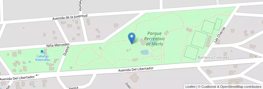 Mapa de ubicacion de Parque Recreativo de Merlo en アルゼンチン, サンルイス州, Junín, Municipio De Merlo, Villa De Merlo.