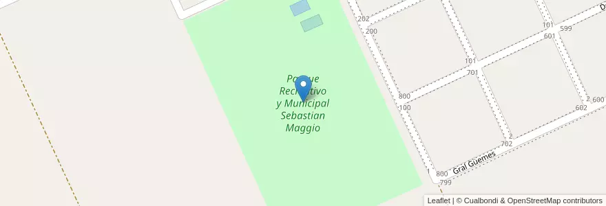 Mapa de ubicacion de Parque Recreativo y Municipal Sebastian Maggio en アルゼンチン, ラ・パンパ州, Departamento Realicó, Municipio De Alta Italia.