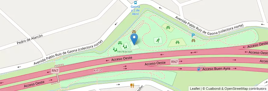 Mapa de ubicacion de parque recreatrivo reconquista en Argentina, Buenos Aires, Partido De Moreno, Paso Del Rey.