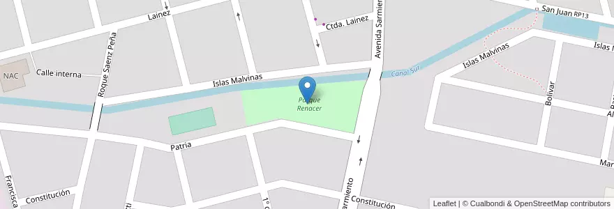 Mapa de ubicacion de Parque Renacer en Argentine, Santa Fe, Departamento Castellanos, Municipio De Sunchales.