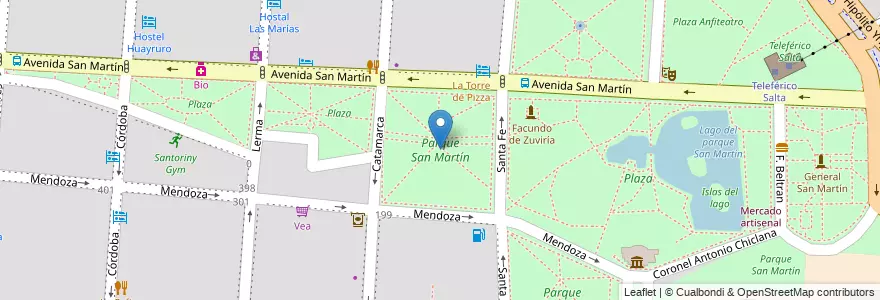 Mapa de ubicacion de Parque San Martín en 阿根廷, Salta, Capital, Municipio De Salta, Salta.