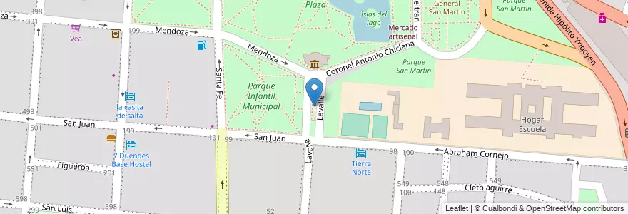 Mapa de ubicacion de Parque San Martín en Argentina, Salta, Capital, Municipio De Salta, Salta.