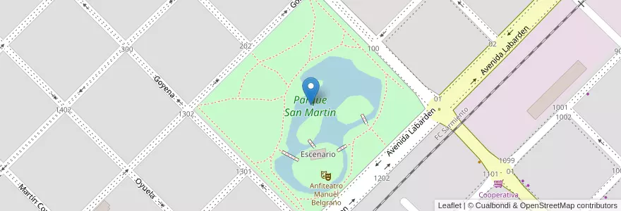 Mapa de ubicacion de Parque San Martin en アルゼンチン, ブエノスアイレス州, Partido De Pehuajó, Pehuajó.