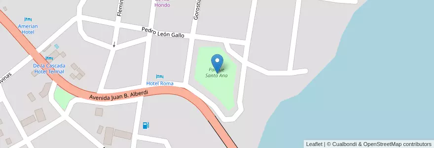 Mapa de ubicacion de Parque Santa Ana en 阿根廷, Santiago Del Estero, Departamento Río Hondo, Termas De Río Hondo.