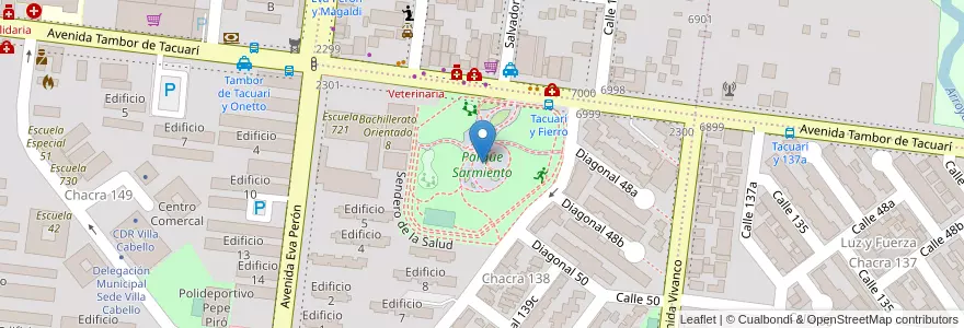 Mapa de ubicacion de Parque Sarmiento en 아르헨티나, Misiones, Departamento Capital, Municipio De Posadas, Posadas.