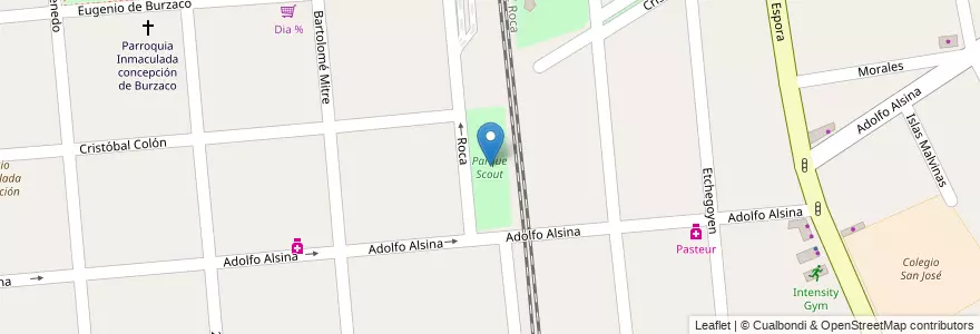 Mapa de ubicacion de Parque Scout en Arjantin, Buenos Aires, Partido De Almirante Brown, Burzaco.