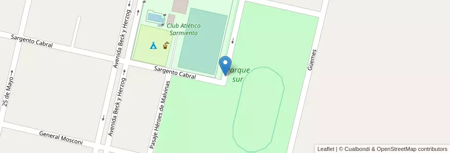 Mapa de ubicacion de Parque sur en آرژانتین, سانتافه, Departamento Las Colonias, Municipio De Humboldt, Humboldt.