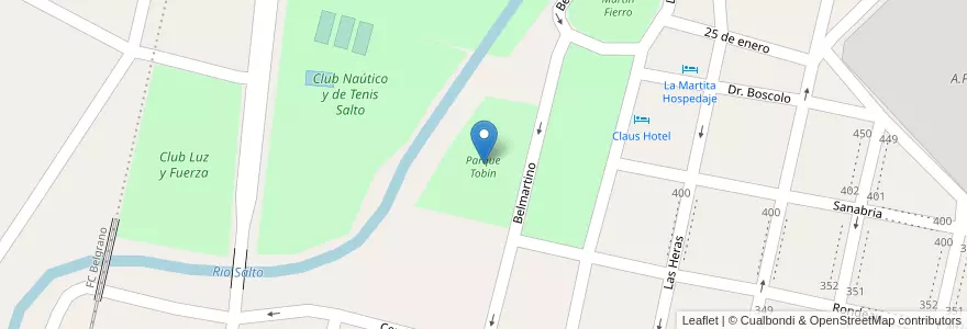 Mapa de ubicacion de Parque Tobín en 아르헨티나, 부에노스아이레스주, Partido De Salto.