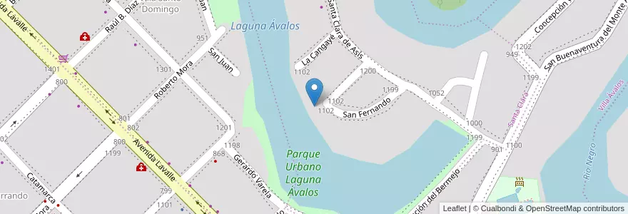 Mapa de ubicacion de Parque Urbano Laguna Ávalos en アルゼンチン, チャコ州, Departamento San Fernando, Resistencia, Resistencia.