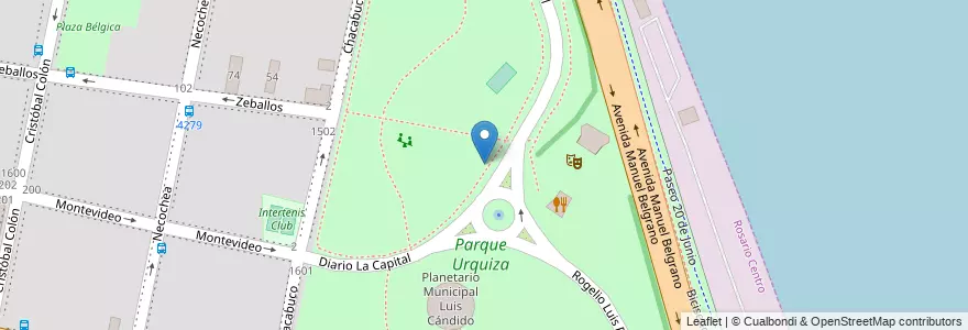 Mapa de ubicacion de Parque Urquiza en 아르헨티나, Santa Fe, Departamento Rosario, Municipio De Rosario.