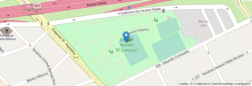 Mapa de ubicacion de Parque Vecinal "El Campito" en Argentine, Province De Buenos Aires, Partido De Tres De Febrero, Ciudadela.