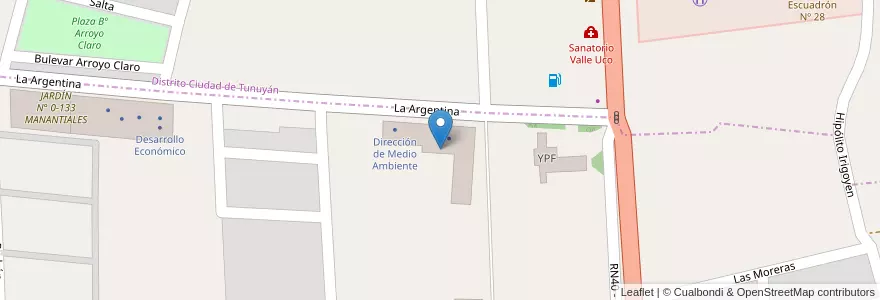Mapa de ubicacion de Parque y corralón Municipal en الأرجنتين, تشيلي, Mendoza, Departamento Tunuyán, Distrito El Totoral.