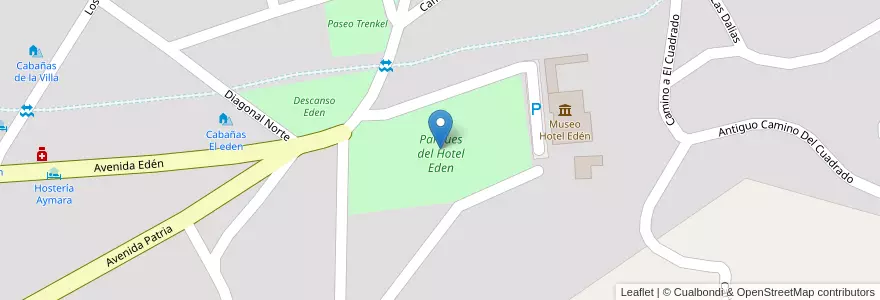 Mapa de ubicacion de Parques del Hotel Eden en Аргентина, Кордова, Departamento Punilla, Pedanía San Antonio, Municipio De La Falda.