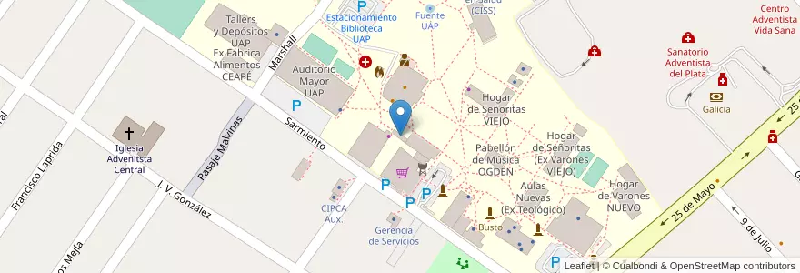 Mapa de ubicacion de Parques y Jardines (Depto.) en アルゼンチン, エントレ・リオス州, Departamento Diamante, Libertador San Martín, Distrito Palmar.