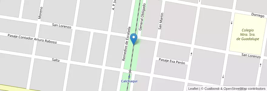 Mapa de ubicacion de Parquesito Ferrocarril en Argentina, Santa Fe, Departamento Vera, Municipio De Calchaquí.