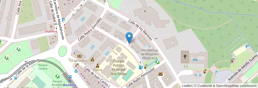 Mapa de ubicacion de Parquímetro en スペイン, マドリード州, Comunidad De Madrid, Área Metropolitana De Madrid Y Corredor Del Henares, Boadilla Del Monte.