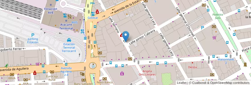 Mapa de ubicacion de Parquímetro Zona Azul en España, Comunitat Valenciana, Alacant / Alicante, L'Alacantí, Alacant / Alicante.
