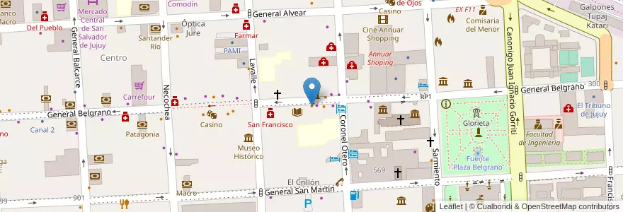 Mapa de ubicacion de Parrilada La Estancia en Argentinien, Jujuy, Departamento Doctor Manuel Belgrano, Municipio De San Salvador De Jujuy.