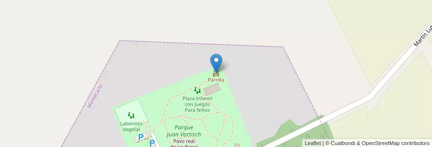 Mapa de ubicacion de Parrilla en アルゼンチン, ミシオネス州, Departamento Montecarlo, Municipio De Montecarlo.