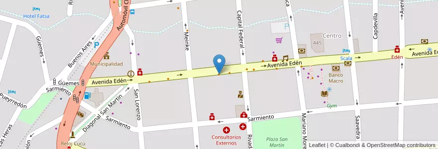 Mapa de ubicacion de Parrilla Avenida en Argentinien, Provinz Córdoba, Departamento Punilla, Pedanía San Antonio, Municipio De La Falda.