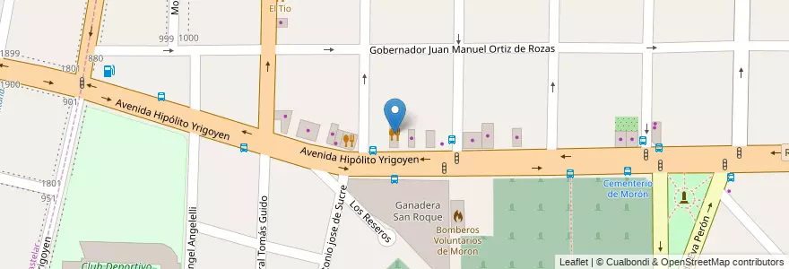 Mapa de ubicacion de Parrilla Avenida en アルゼンチン, ブエノスアイレス州, Partido De Morón.