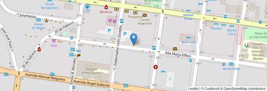 Mapa de ubicacion de Parrilla El Boliche de Alberto en 阿根廷, 智利, 内格罗河省, Departamento Bariloche, Municipio De San Carlos De Bariloche, San Carlos De Bariloche.