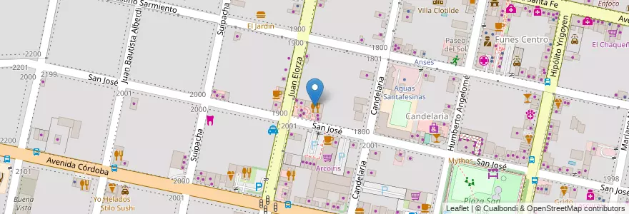 Mapa de ubicacion de Parrilla El Rescoldo en الأرجنتين, سانتا في, Departamento Rosario, Municipio De Funes, Funes.
