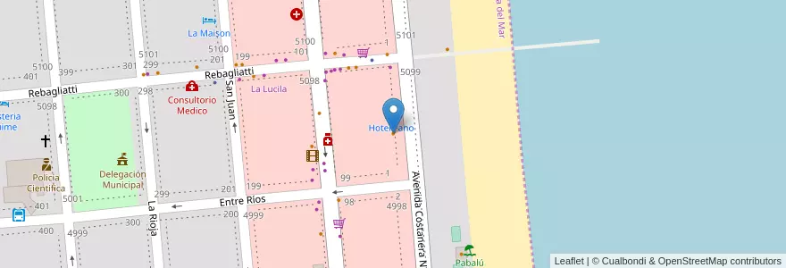 Mapa de ubicacion de Parrilla La Escondida en アルゼンチン, La Lucila Del Mar.