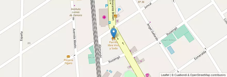 Mapa de ubicacion de Parrilla libre Vino y Soda en الأرجنتين, بوينس آيرس, Partido De Lomas De Zamora, Temperley.