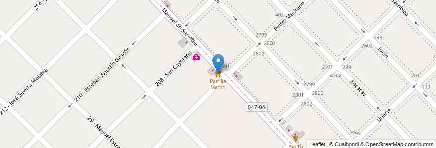 Mapa de ubicacion de Parrilla Martín en الأرجنتين, بوينس آيرس, Partido De General San Martín, José León Suárez.