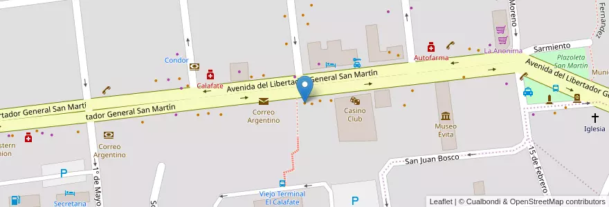 Mapa de ubicacion de Parrilla Mi Viejo en 아르헨티나, 마가야네스이데라안타르티카칠레나주, 칠레, 산타크루스주, El Calafate, Lago Argentino.