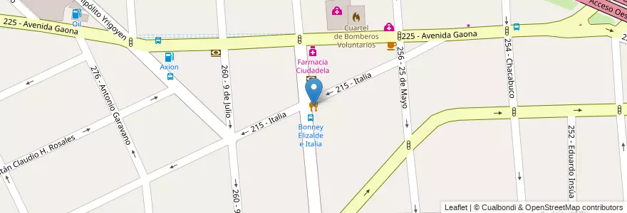 Mapa de ubicacion de Parrilla Osvaldo en Argentina, Buenos Aires, Partido De Tres De Febrero, Ciudadela.