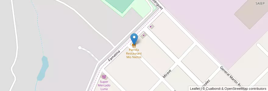 Mapa de ubicacion de Parrilla Restaurant Mis Nietos en 阿根廷, 布宜诺斯艾利斯省, Partido De Ituzaingó.