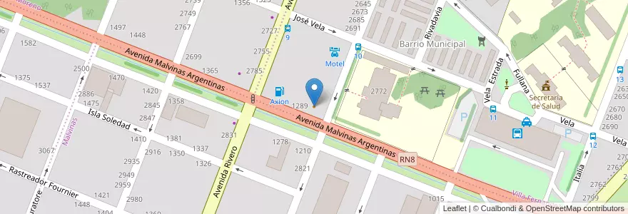 Mapa de ubicacion de Parrilla Ruta 8 en Arjantin, Buenos Aires, Partido De Pergamino.