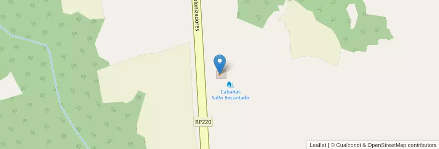 Mapa de ubicacion de Parrilla Salto Encantado en 阿根廷, Misiones, Departamento Cainguás, Municipio De Aristóbulo Del Valle.