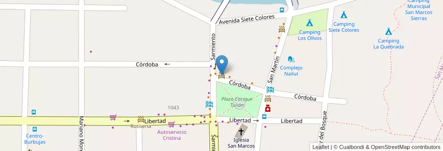 Mapa de ubicacion de Parrilla Troya en アルゼンチン, コルドバ州, Departamento Cruz Del Eje, Pedanía San Marcos, San Marcos Sierras, San Marcos Sierra.