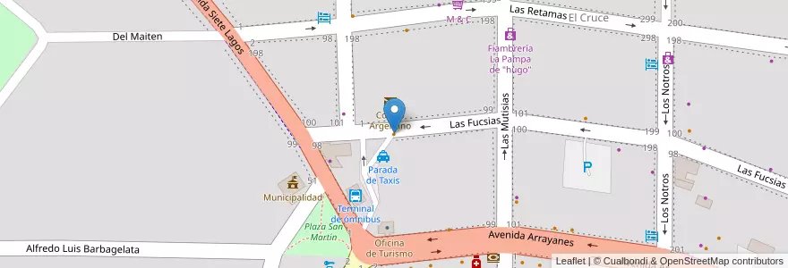 Mapa de ubicacion de parripollo exprés en アルゼンチン, チリ, ネウケン州, Departamento Los Lagos, Villa La Angostura, Villa La Angostura.