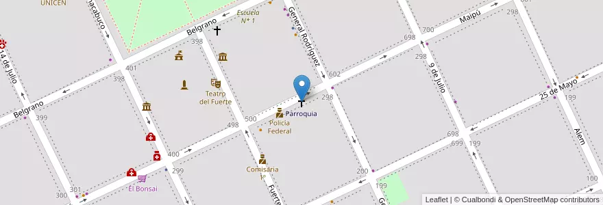 Mapa de ubicacion de Parroquia en Argentinië, Buenos Aires, Partido De Tandil, Tandil.