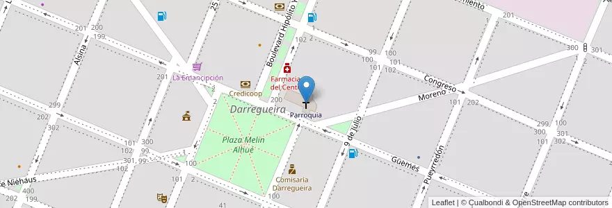 Mapa de ubicacion de Parroquia en Argentina, Provincia Di Buenos Aires, Partido De Puan, Darregueira.