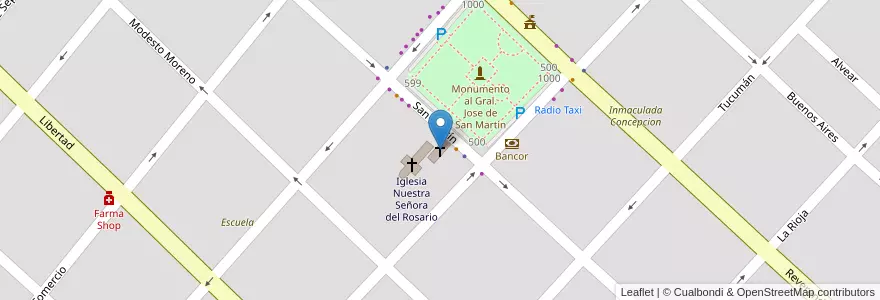 Mapa de ubicacion de Parroquia en Аргентина, Кордова, Departamento General San Martín, Pedanía Villa Nueva, Municipio De Villa Nueva, Villa Nueva.