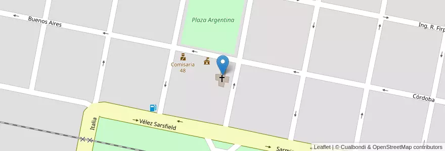 Mapa de ubicacion de Parroquia en Arjantin, Córdoba, Departamento Unión, Pedanía Loboy, Municipio De Canals, Canals.